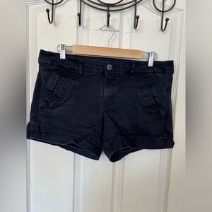 American Eagle Size 12 Black Stretch Chino Shorts Mid Rise Casual